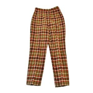 Vintage 50s 60s Jack Winter Plaid Wool Cigarette Pants High Waisted Mod
